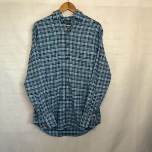 Peter Millar Shirt Mens Medium Crown Sport Plaid Button Preppy Casual Poly Blend